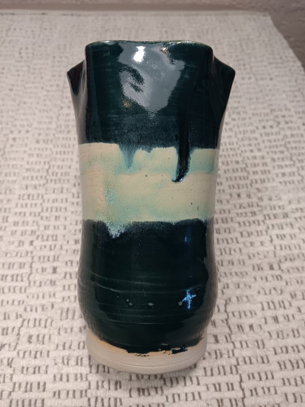 Handmade Artisan Pottery Fluted Edge 6" tall Stoneware Glazed Vase